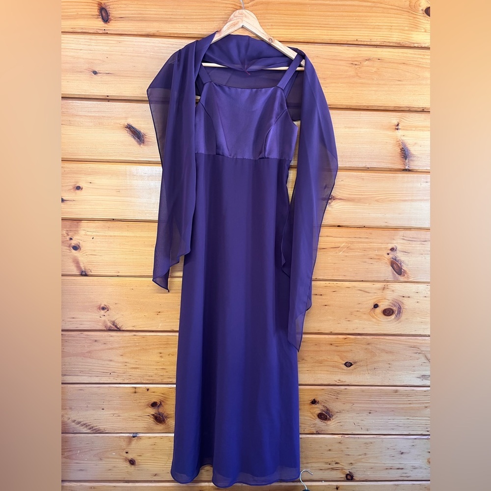 Michelangelo Straps Maxi Bridesmaid Gown Dress Formal Purple 6 Prom Homecoming